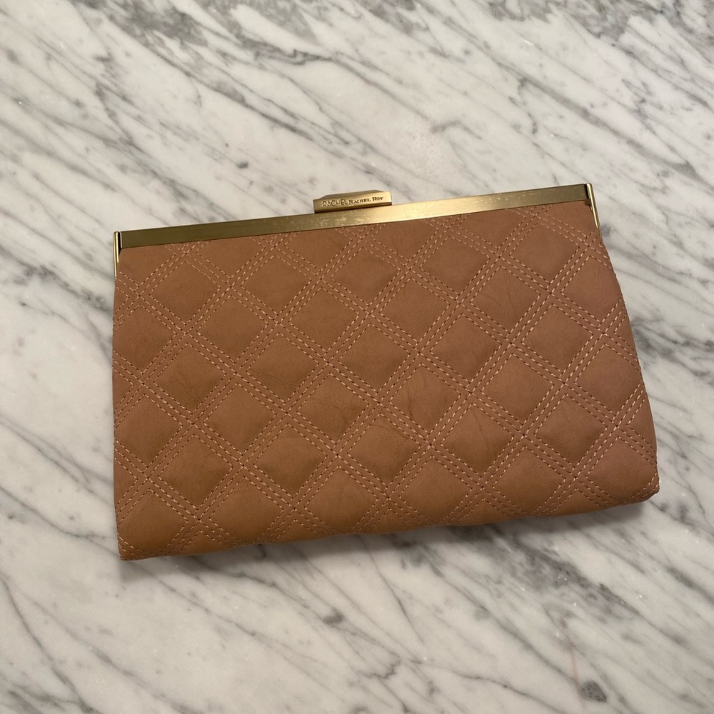Rachel Roy tan clutch